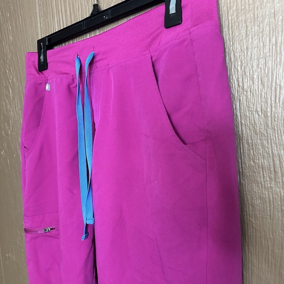 Figs Pink Joggers with Blue Drawstring - Picture 2 of 7